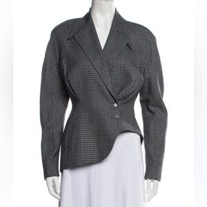 Thierry Mugler Vintage Blazer Size 40  Sculptural Asymmetrical Wool Houndstooth